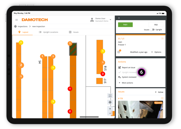 Assess rack damage with mobile app