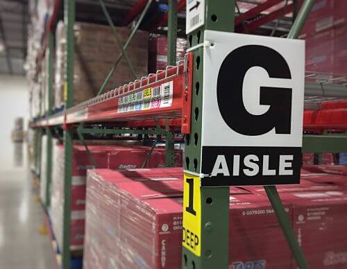 Warehouse aisle sign