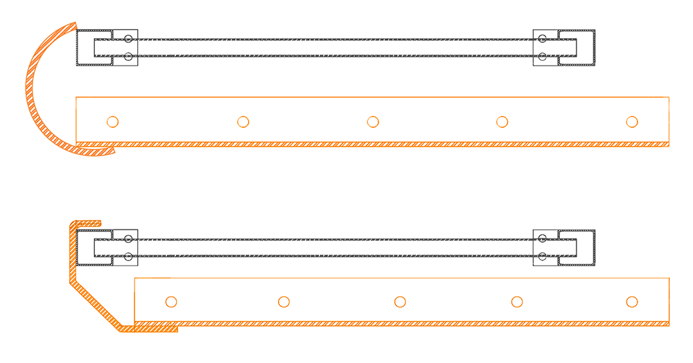 DAMO AISLE GUARD Top View Technical Drawings