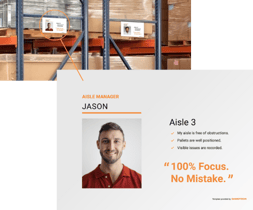 Warehouse aisle ownership sign