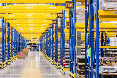 AutoZone warehouse and distribution center with high-density pallet racking for parts fulfillment