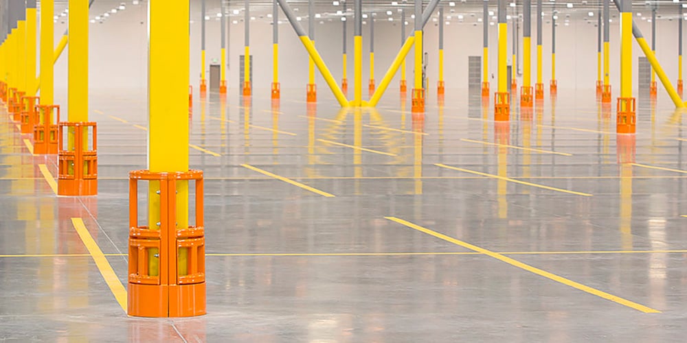 Structural column protectors in a warehouse