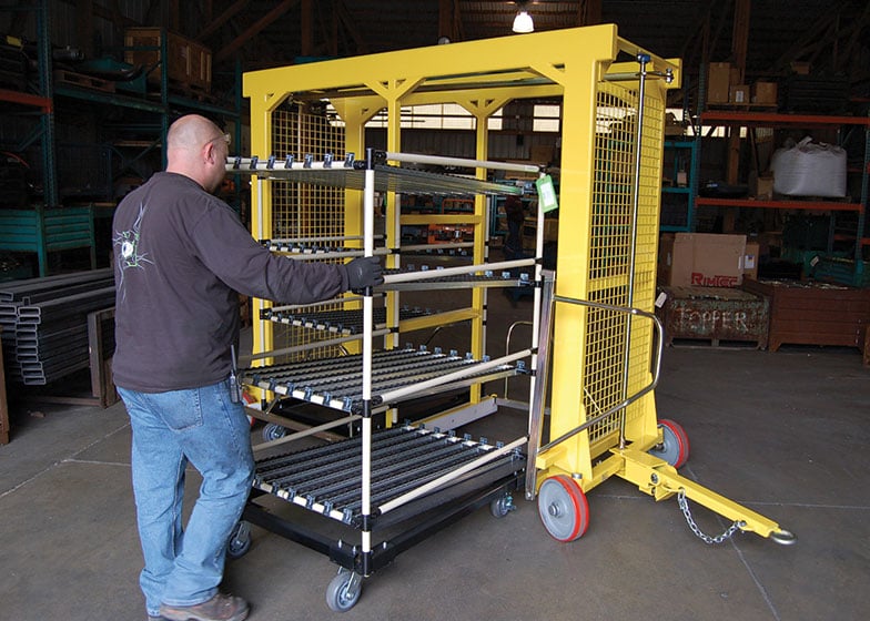 Various warehouse cart systems staged for order picking