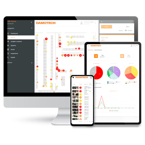 Damotech Platform on desktop computer screen, tablet and mobile