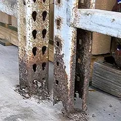 Rusted or corroded Pallet Rack Columns