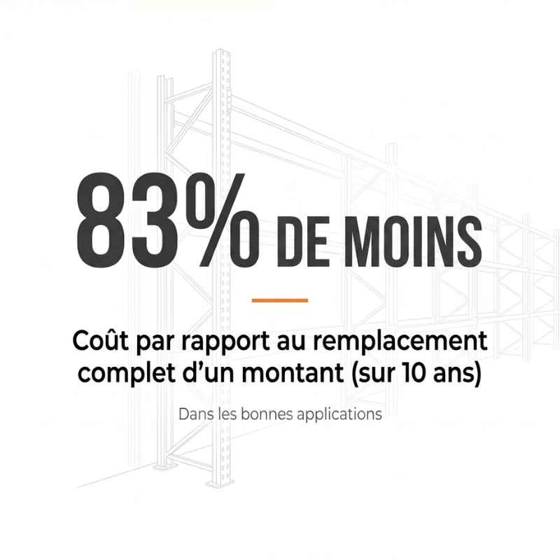 La réparation des palettiers peut coûter jusqu’à 83 % de moins qu’un remplacement complet, sur une période de 10 ans, dans les bonnes applications.