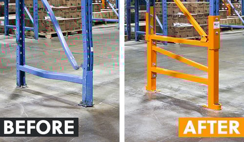 Before and after for damaged racks