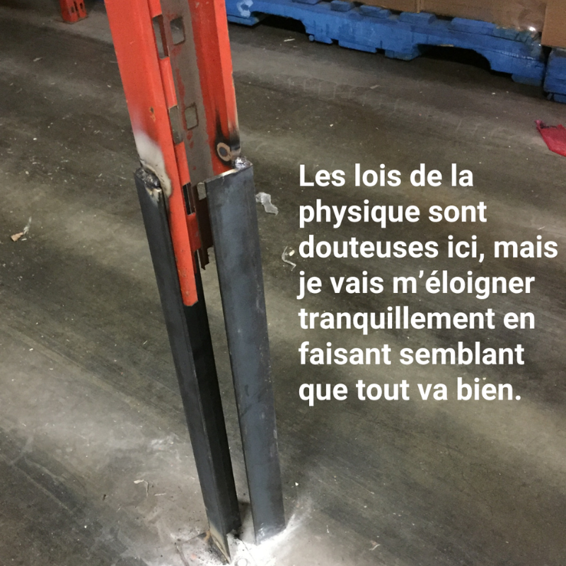 Les réparations de palettiers "maison" doivent être évitées en tout temps