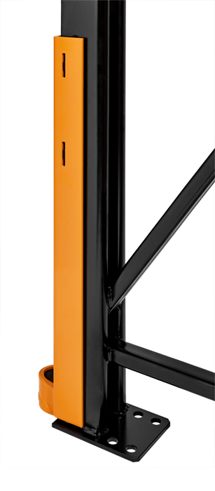 Back view of the DAMO Guard XPS anchored to a pallet rack upright