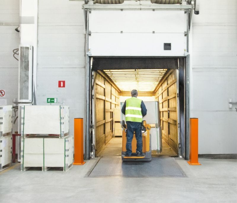 Safety Bollards Protect Warehouse Dock Door