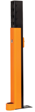 Orange Damo Guard anchored to a pallet rack upright