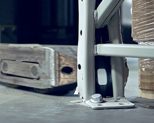 Forklift damaging a Pallet Rack Front Column (Twisted)