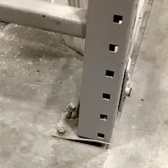 Displaced or Damaged Pallet Rack Baseplates