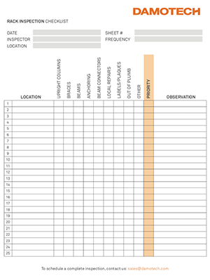 Damotech pallet rack inspection checklist (Excel & PDF)