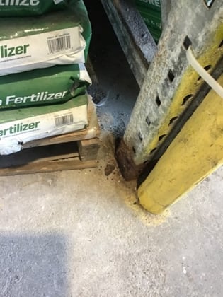 Fertilizer accelerating rust on warehouse racks