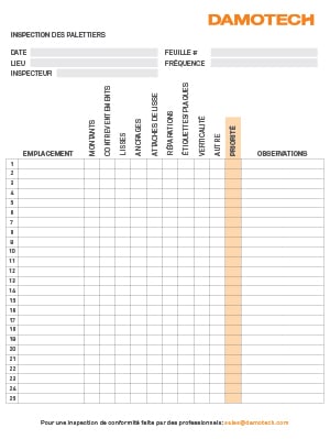 Free rack inspection checklist