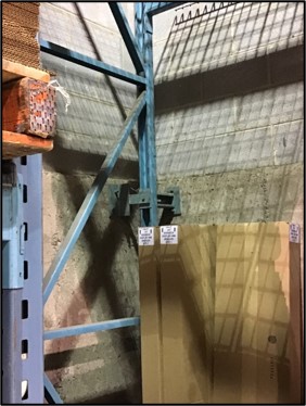 Example of a pallet rack connected to the building structure
