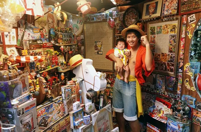 Record du monde d'un entrepôt rempli d’une collection record d’articles One Piece