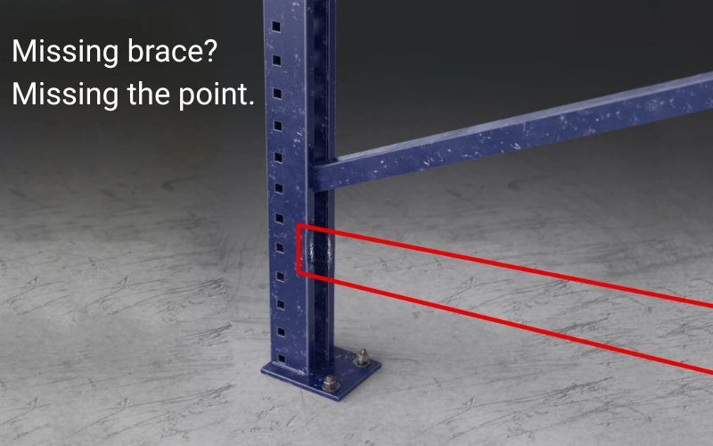 Damotech safety meme on the importance of checking for missing braces and replacing them