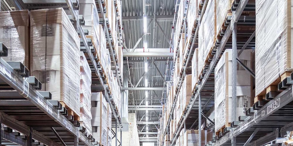Industrial rack systems in a warehouse