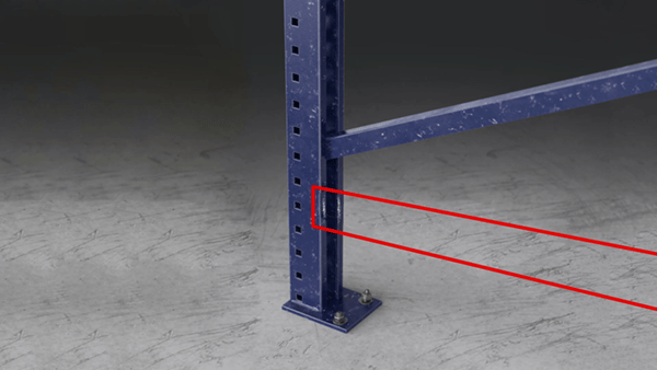 Missing pallet rack brace (strut)