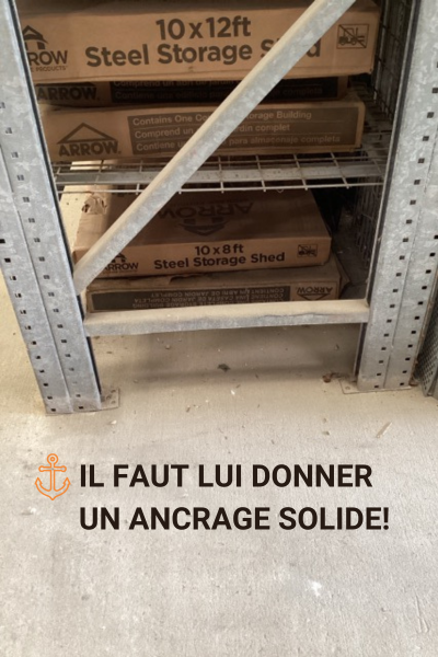 Ancrage de palettier manquant