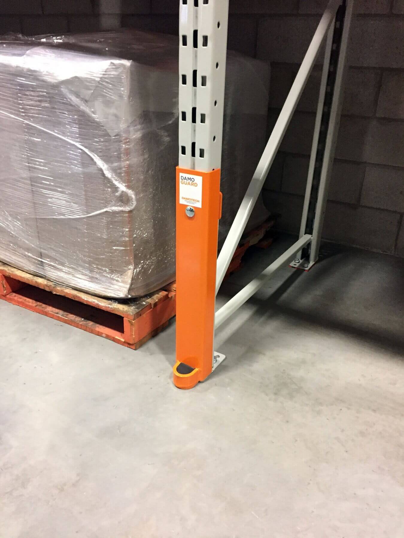 Damo Guard Installed and protecting a pallet rack upright