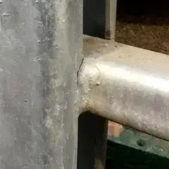 Pallet Rack with Cracked Welds