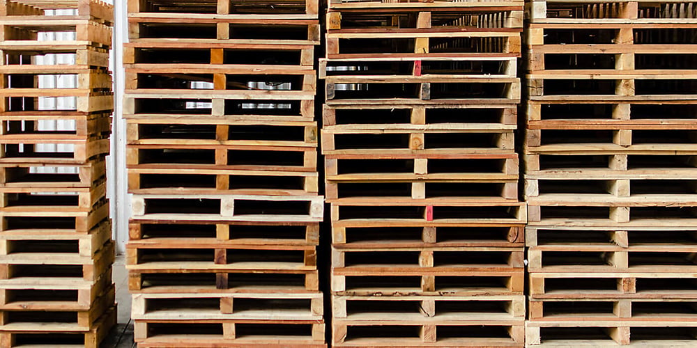 warehouse pallets stacked