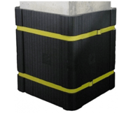 Black column wrap strapped around a concrete building column