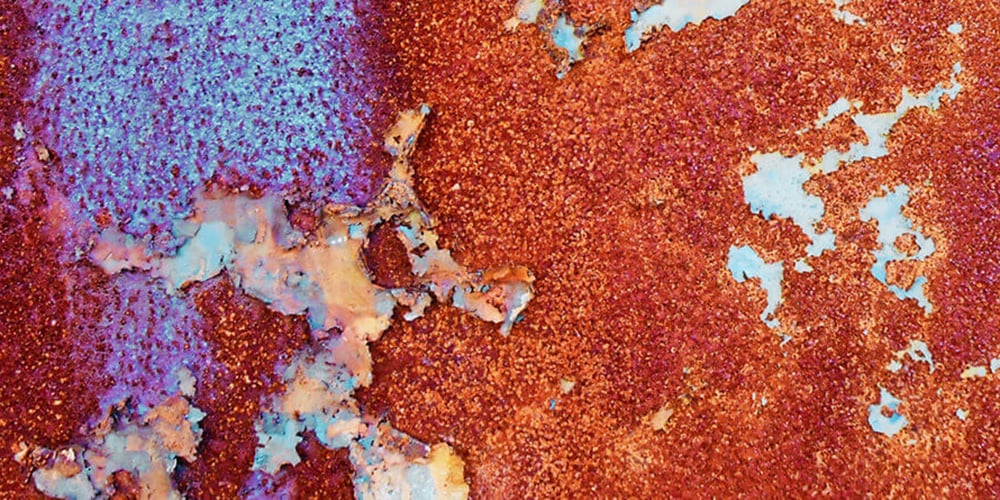 Rust and corrosion on pallet rack upright