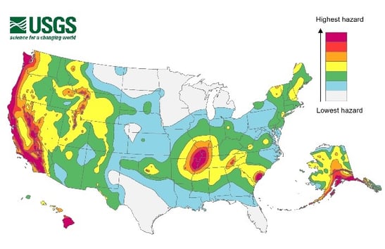 Zones sismiques au États-Unis