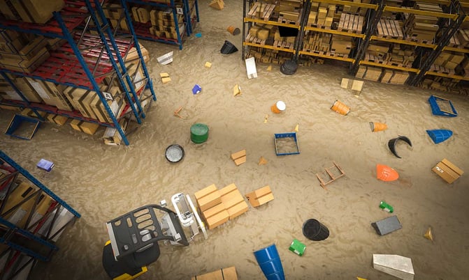 Warehouse goods following a flood