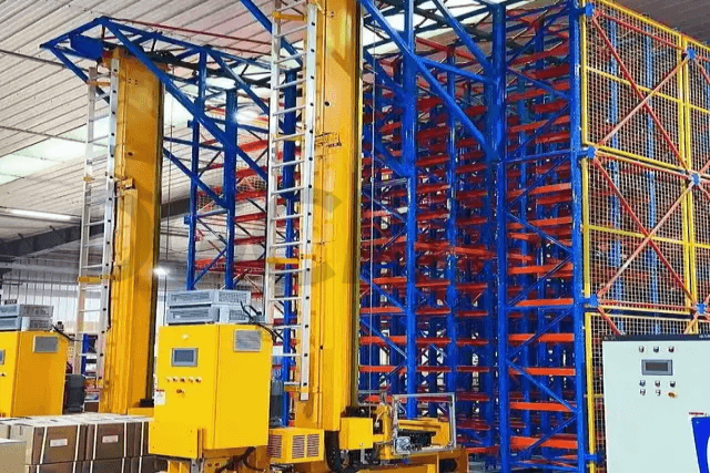 Overhead crane solution moving a load inside a warehouse