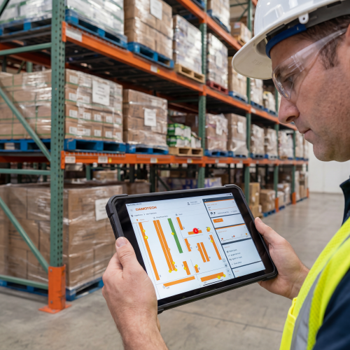 Rack inspection findings tracked in the Damotech Platform