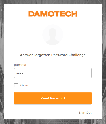 Damotech Platform enter new Password