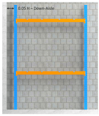 CAD drawing of a down-aisle rack