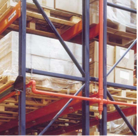 In-rack fire sprinkler system (pallet rack)