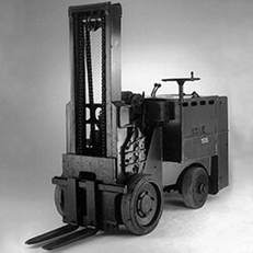 First high reach forklift by Yale and Towne. 