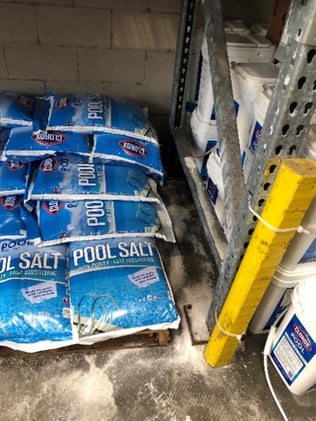 salt spilled onto pallet racking