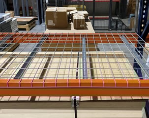 Wiremesh racking in a warehouse