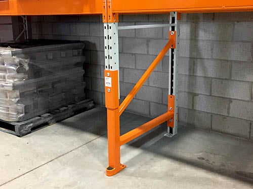 Pallet rack upright repaired with a Damo Pro kit