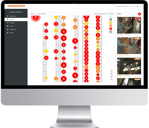 View of the Damotech Platform inspection software on an iMac