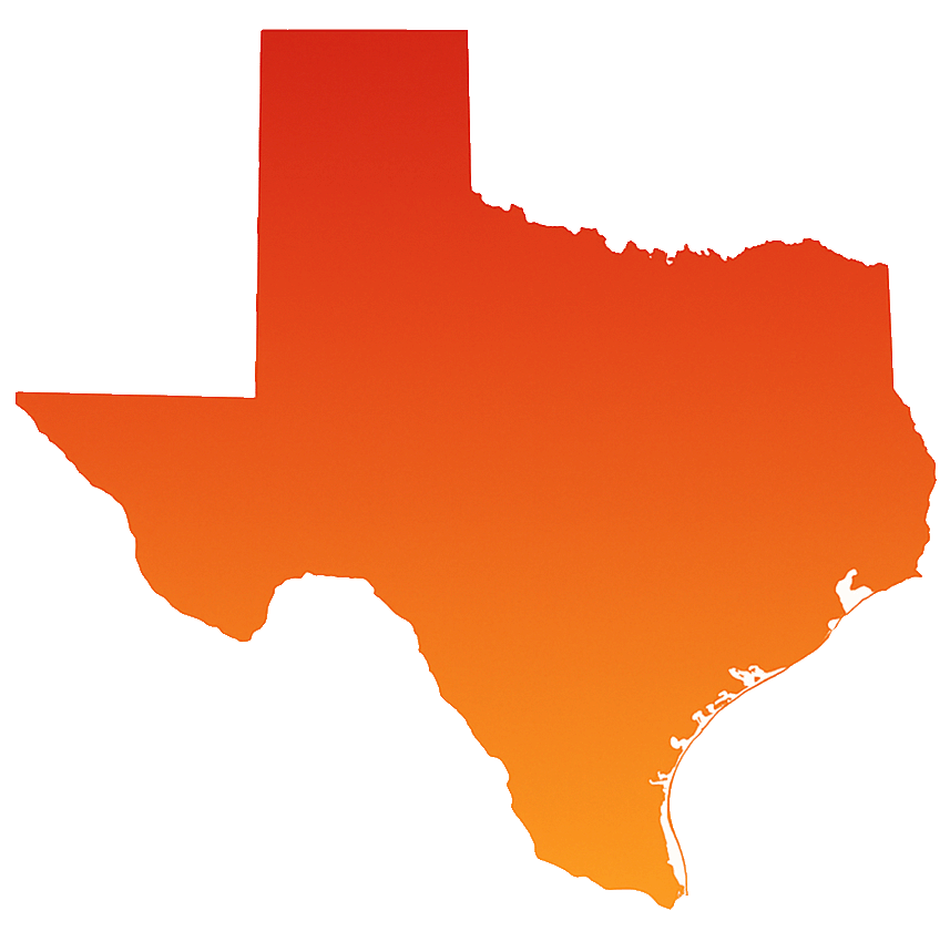 Orange map of Texas