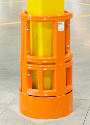 Damo Shield protects steel column against forklift impacts