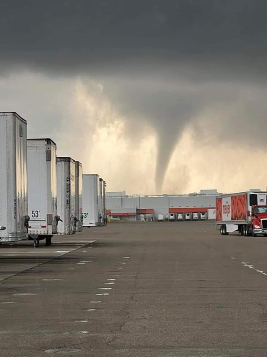 Tornado spotted outside a distribution center